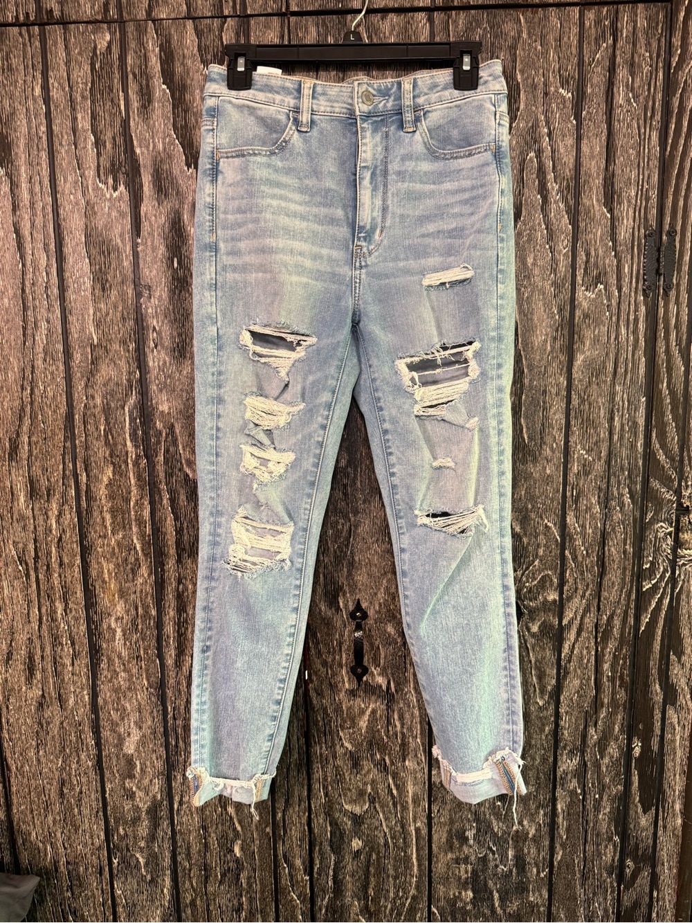 American Eagle Stretch Distressed Skinny Jeans Women’s Size 4 Light Wash